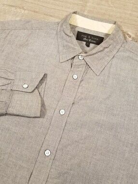 Rag And Bone Store Exclusive Button Down Shirt Mens Medium Gray Long Sleeve